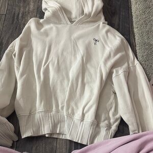 Aerie Cream Hoodie with Embroidered Detail